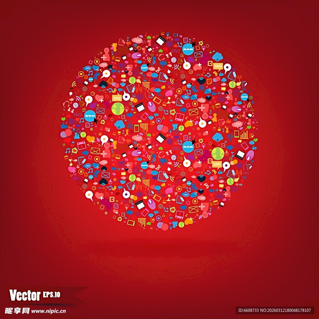 红色缤纷圆球图案背景