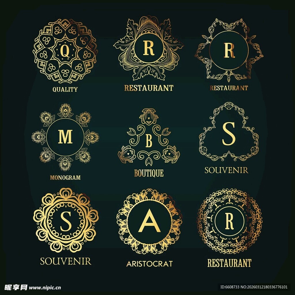 奢华金色字母标志设计