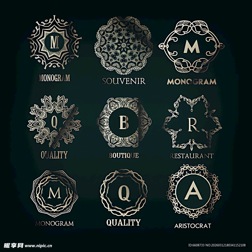 复古奢华金属质感徽标设计