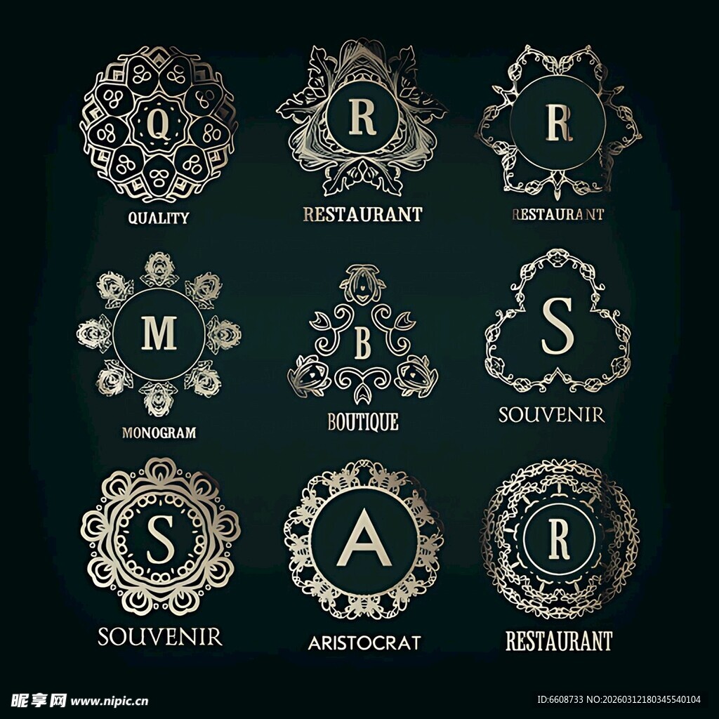 复古华丽字母标志设计