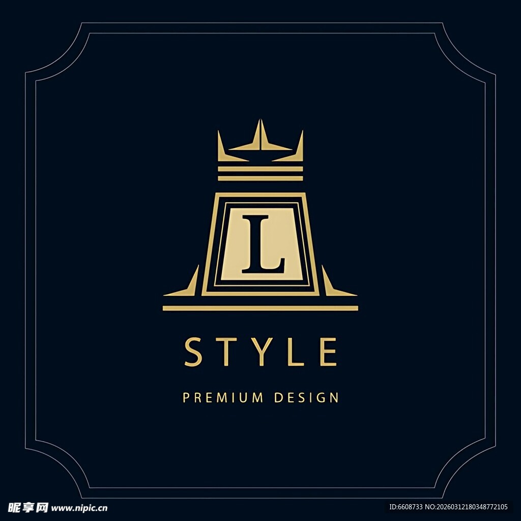 金色字母L皇冠风格标志
