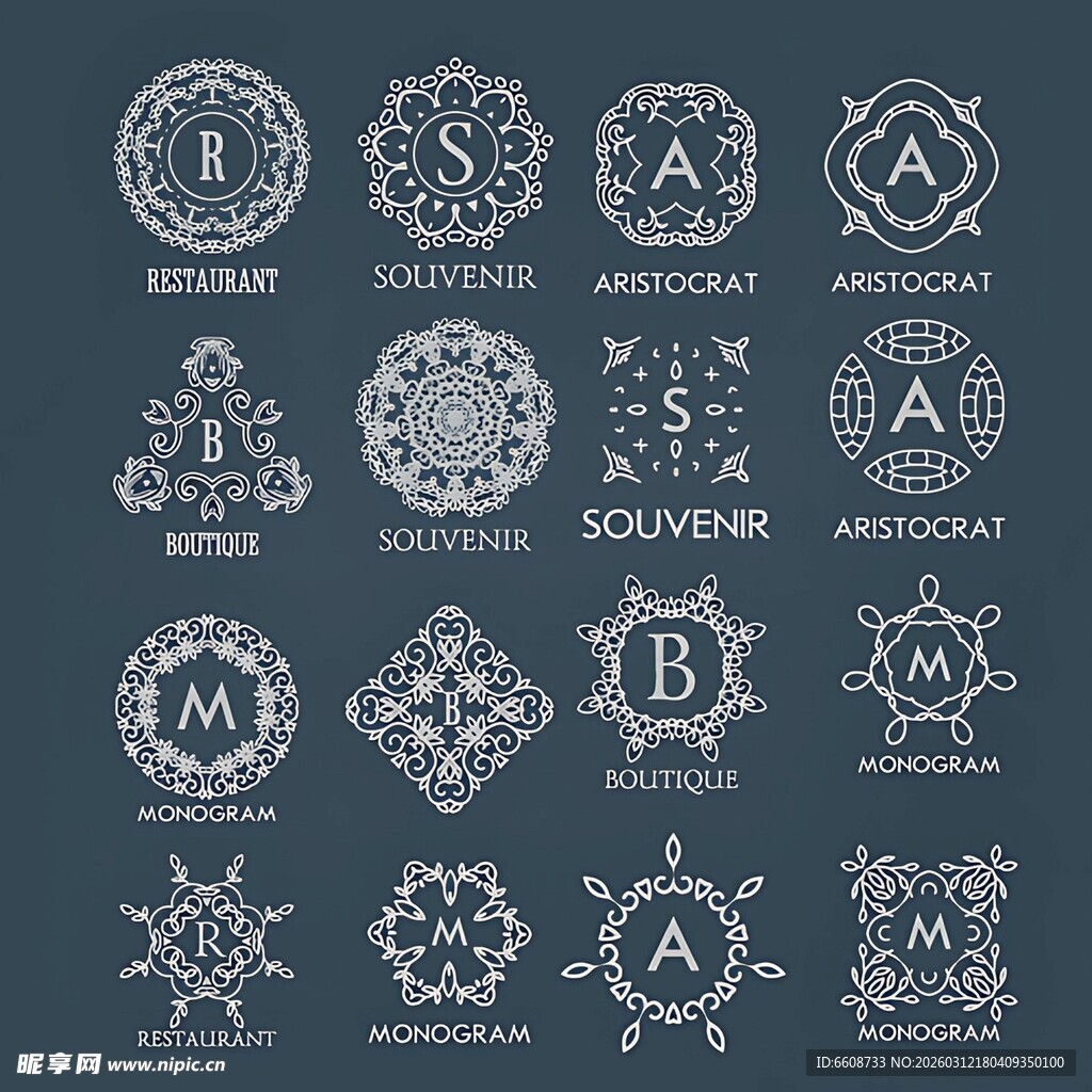 精美复古字母装饰图案集