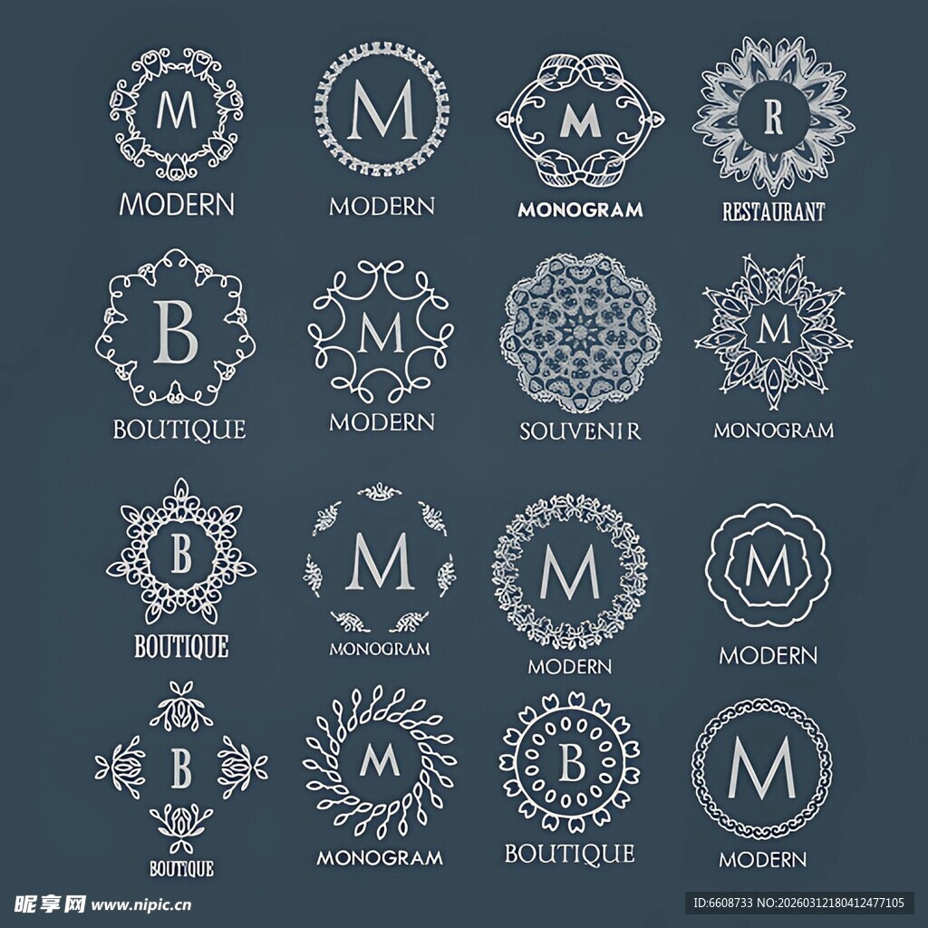 多样简约字母标志设计