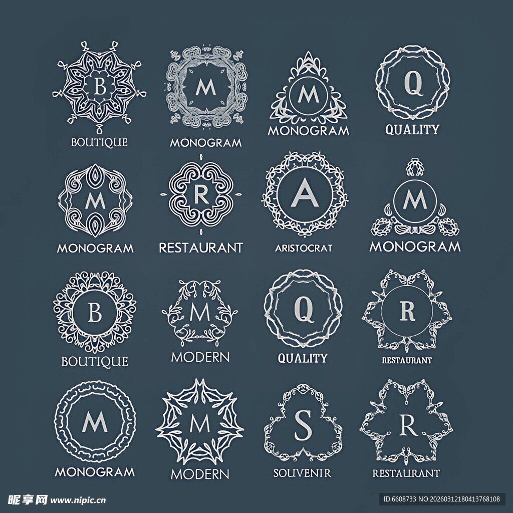 复古风格字母标志设计元素