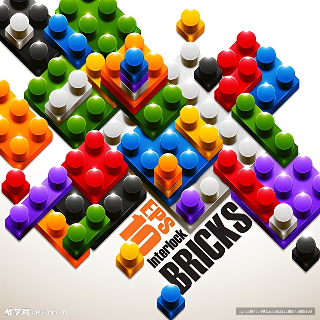 多彩积木散落展示