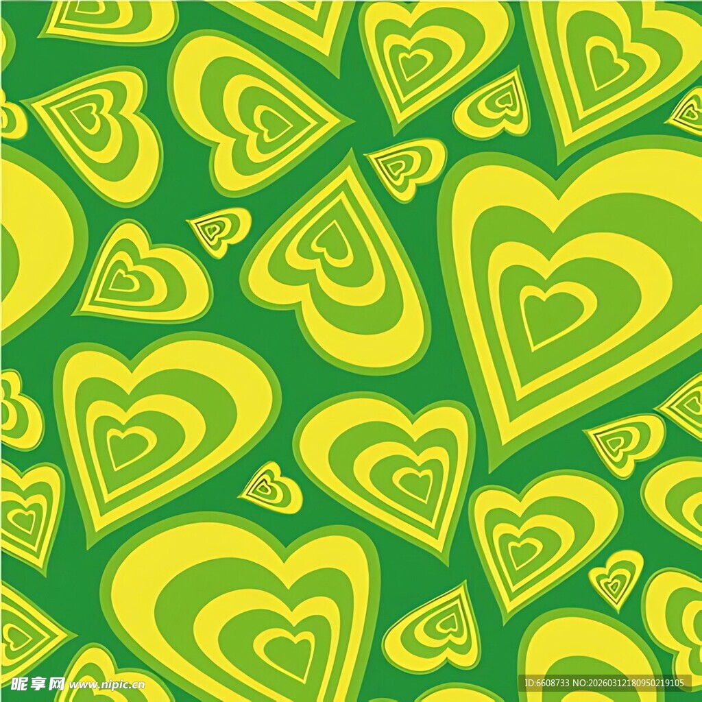 黄绿爱心图案背景