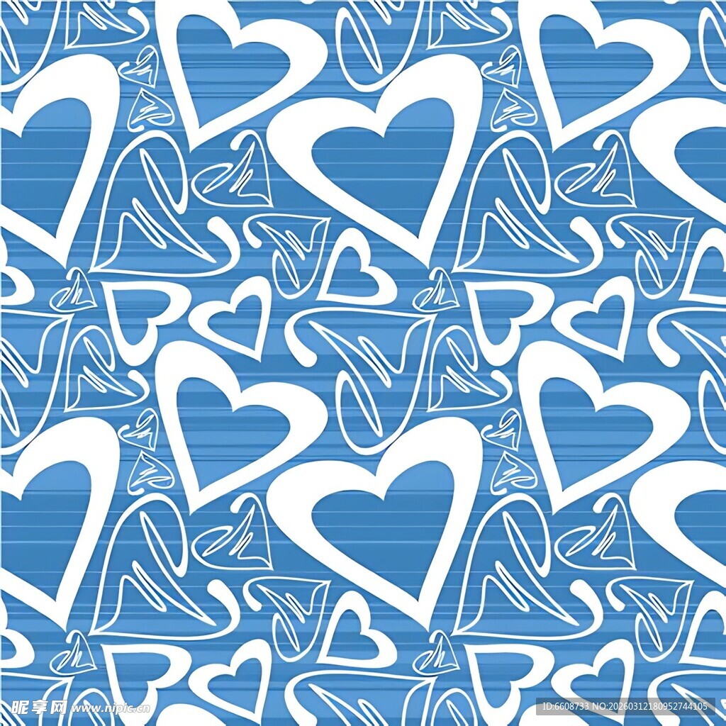 蓝白爱心几何图案背景