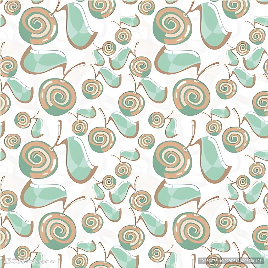 清新蜗牛绿叶图案背景