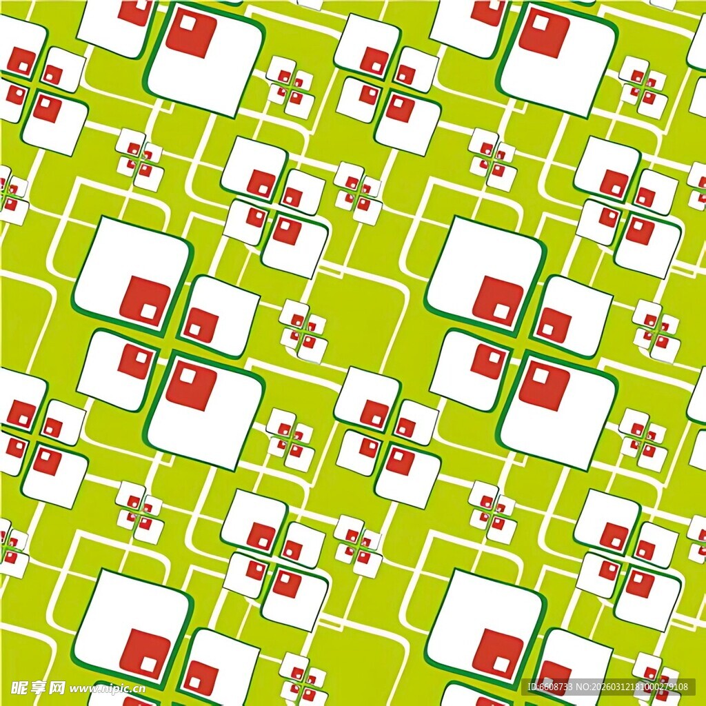 绿色花卉几何图案背景