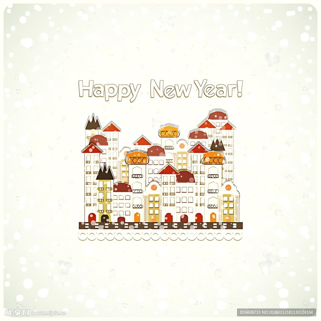 新年卡通城镇风景图