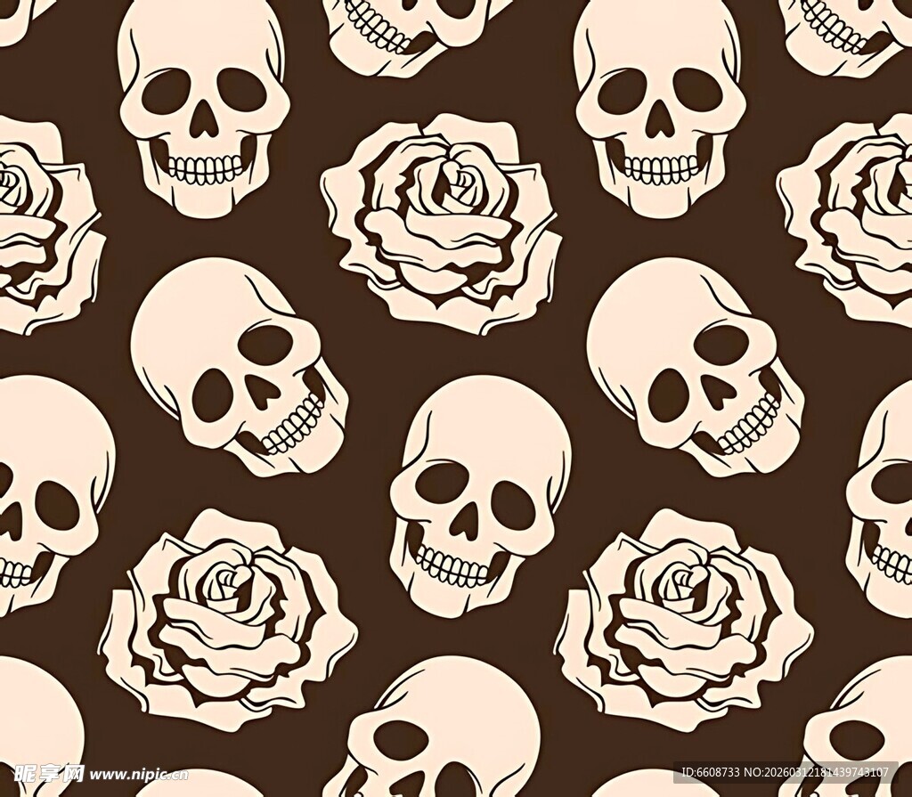 骷髅玫瑰图案背景设计