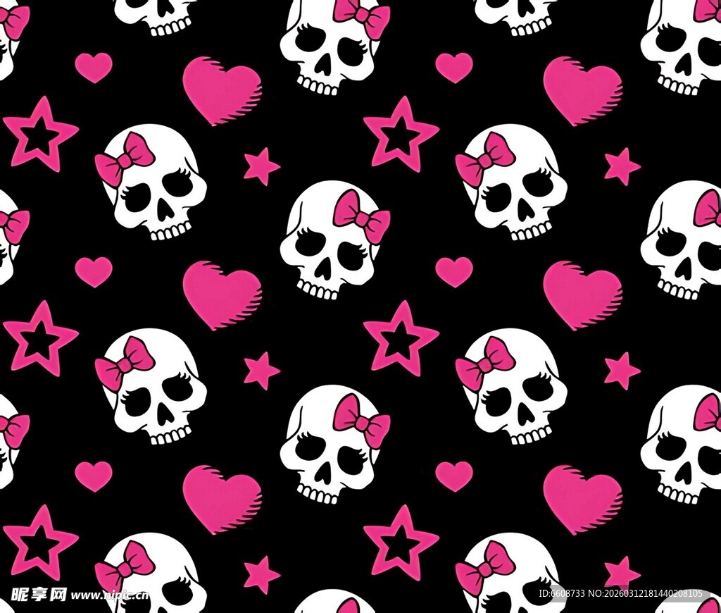 骷髅爱心星星图案背景