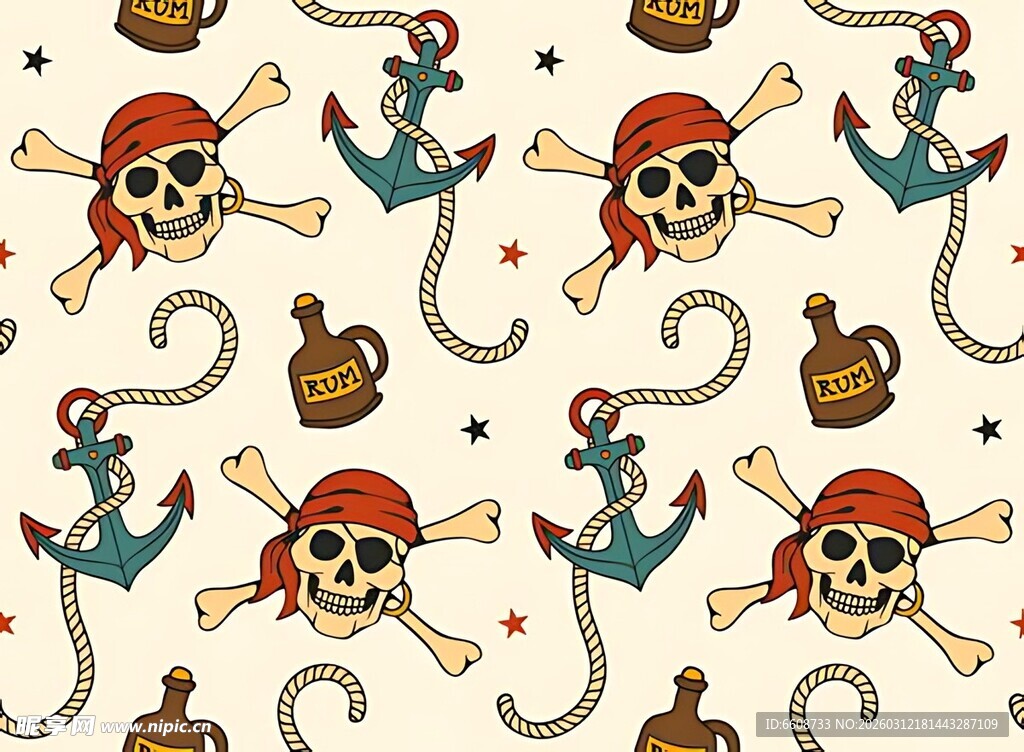 海盗主题卡通图案背景