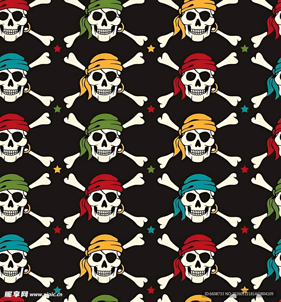 多彩海盗骷髅图案背景