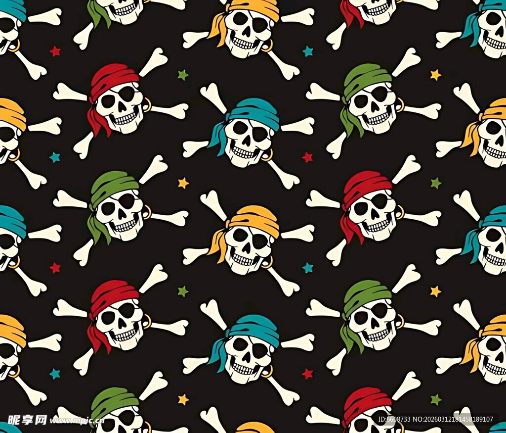 多彩海盗骷髅图案背景