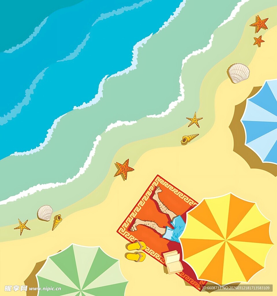 夏日沙滩休闲场景