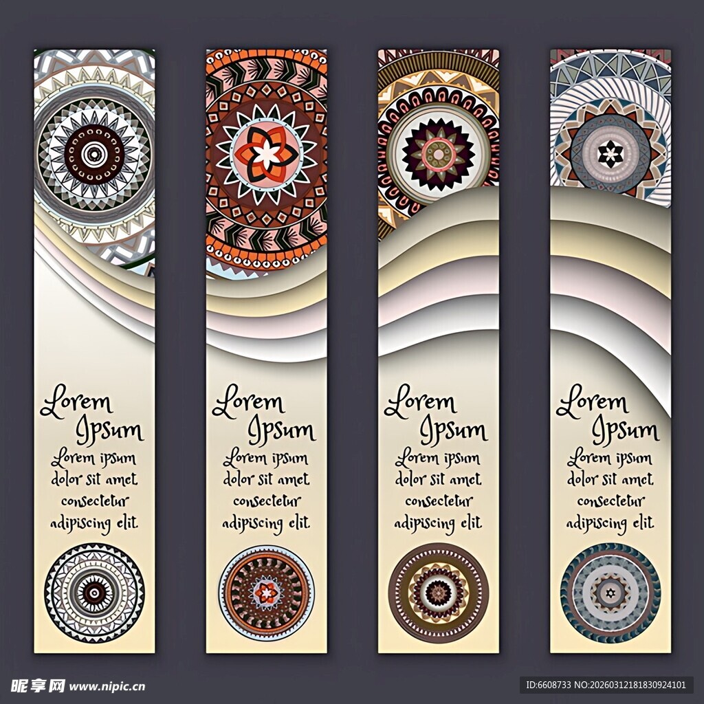 复古花纹书签设计