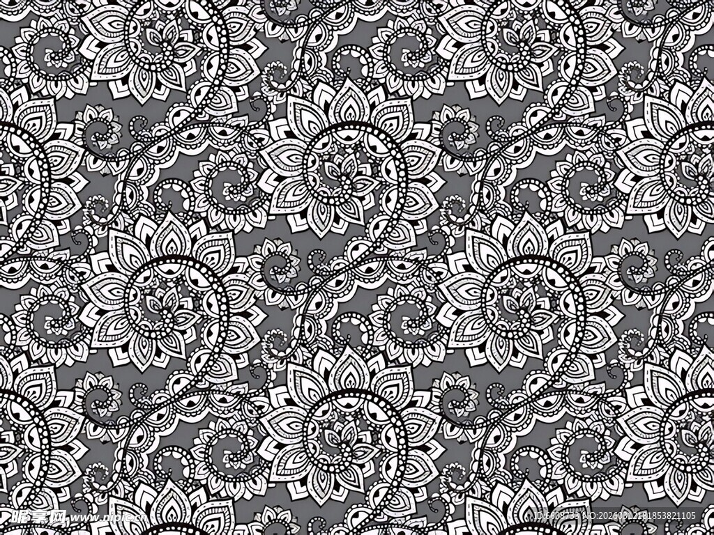 黑白螺旋花纹图案背景