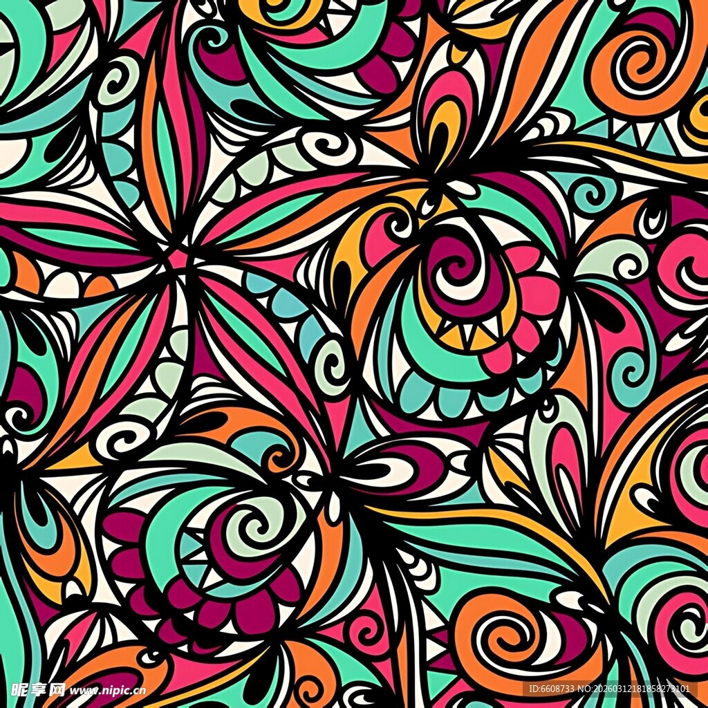 多彩抽象花纹图案设计