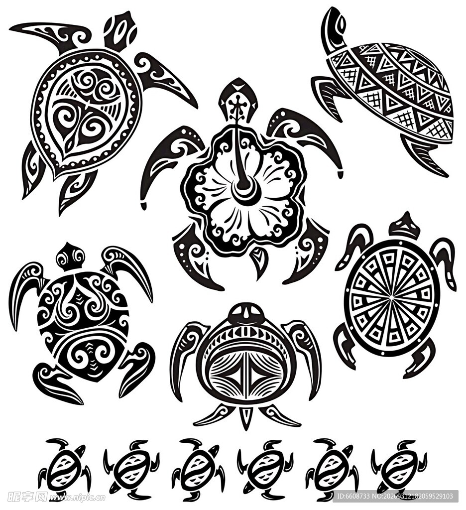 手绘海龟图案设计元素