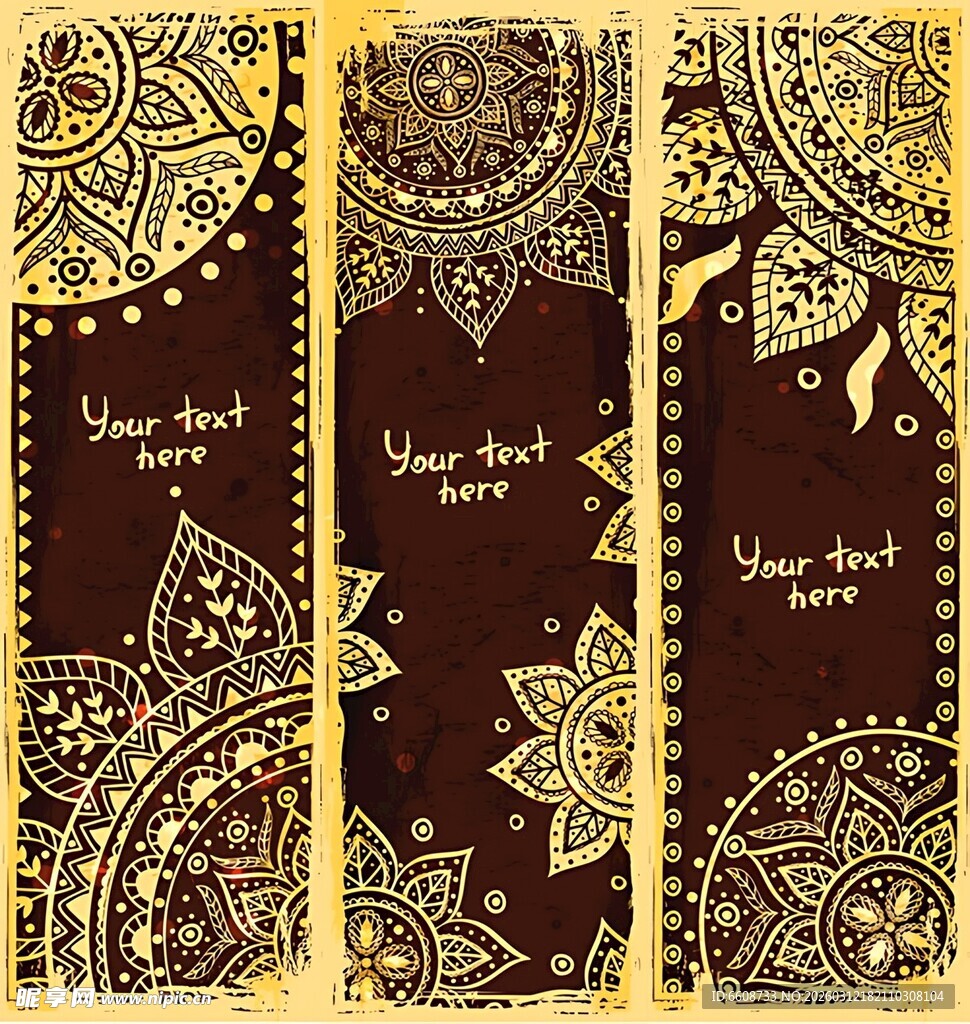 复古花纹垂直装饰图案