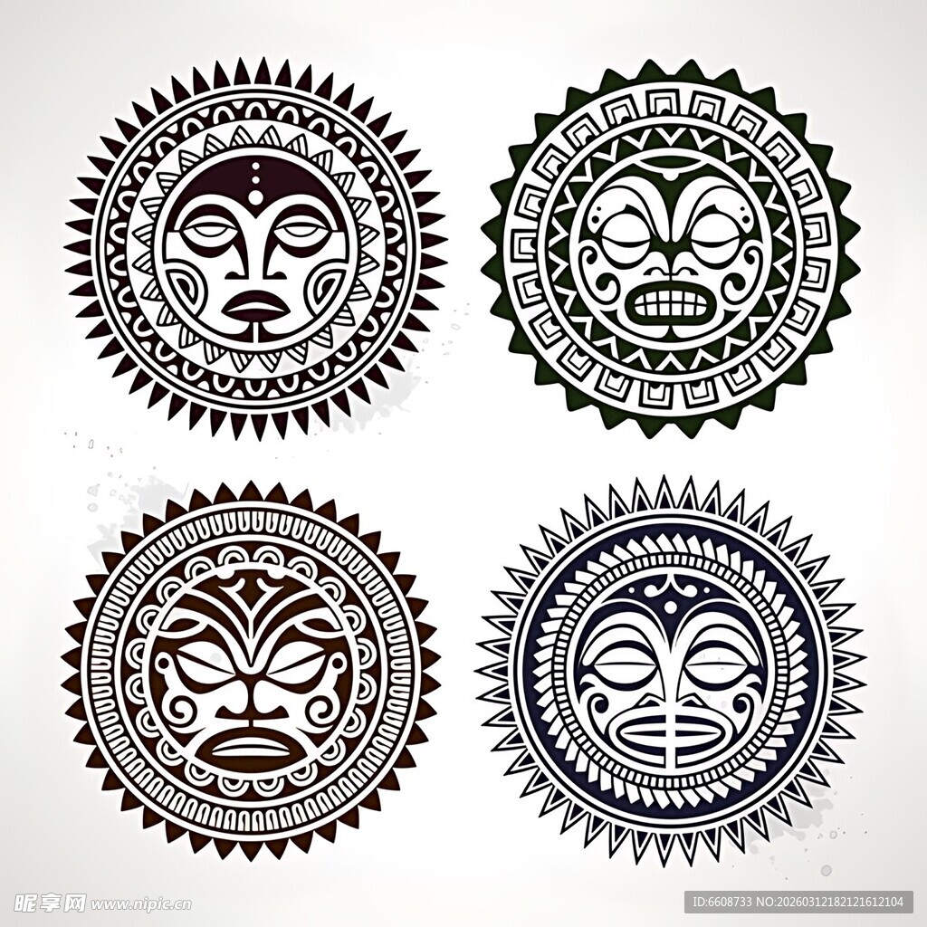 非洲部落风圆形图腾图案