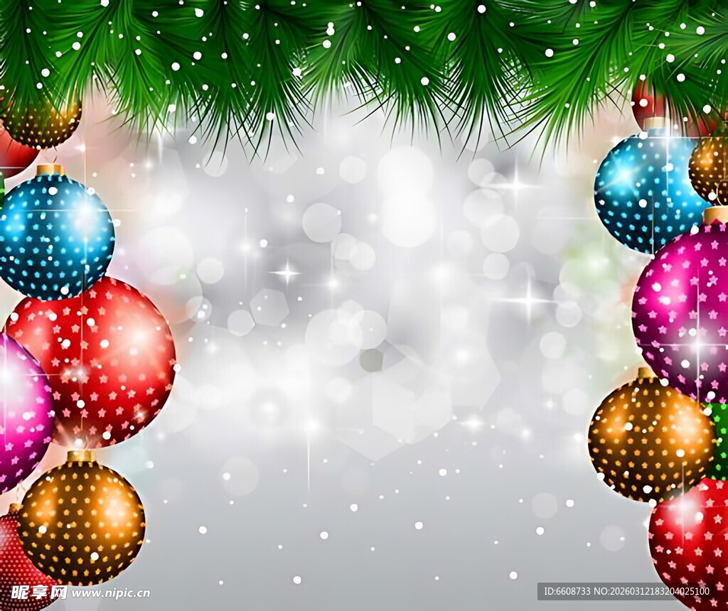 圣诞彩球装点节日氛围