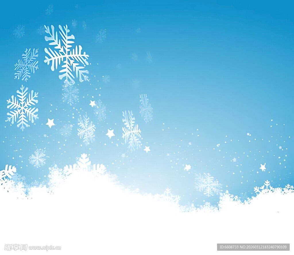蓝色雪花背景图
