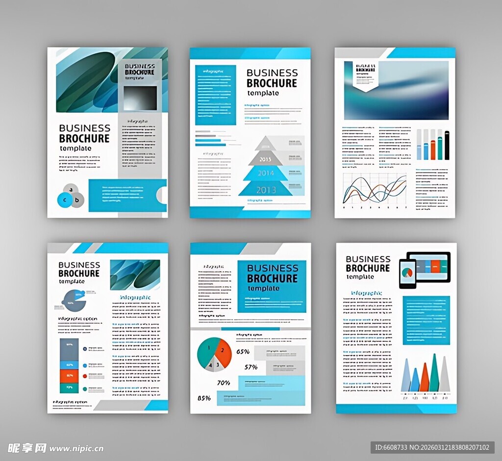 蓝白商务宣传册设计模板