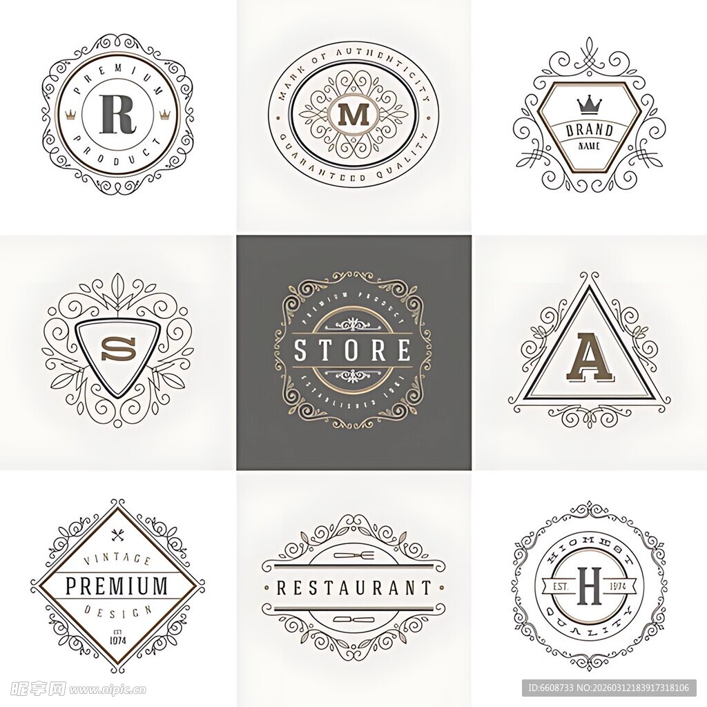 复古风格精美标志设计集合