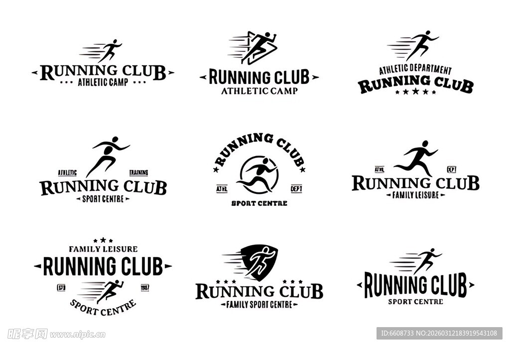 跑步俱乐部标志设计集合