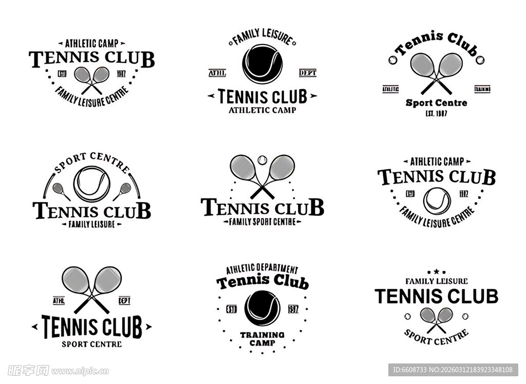 网球俱乐部标志设计集合