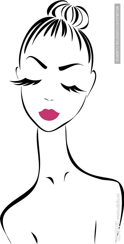 优雅闭眼的时尚简约女性