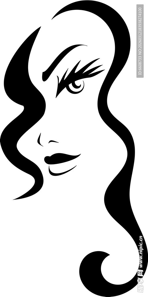 飘逸卷发女性轮廓