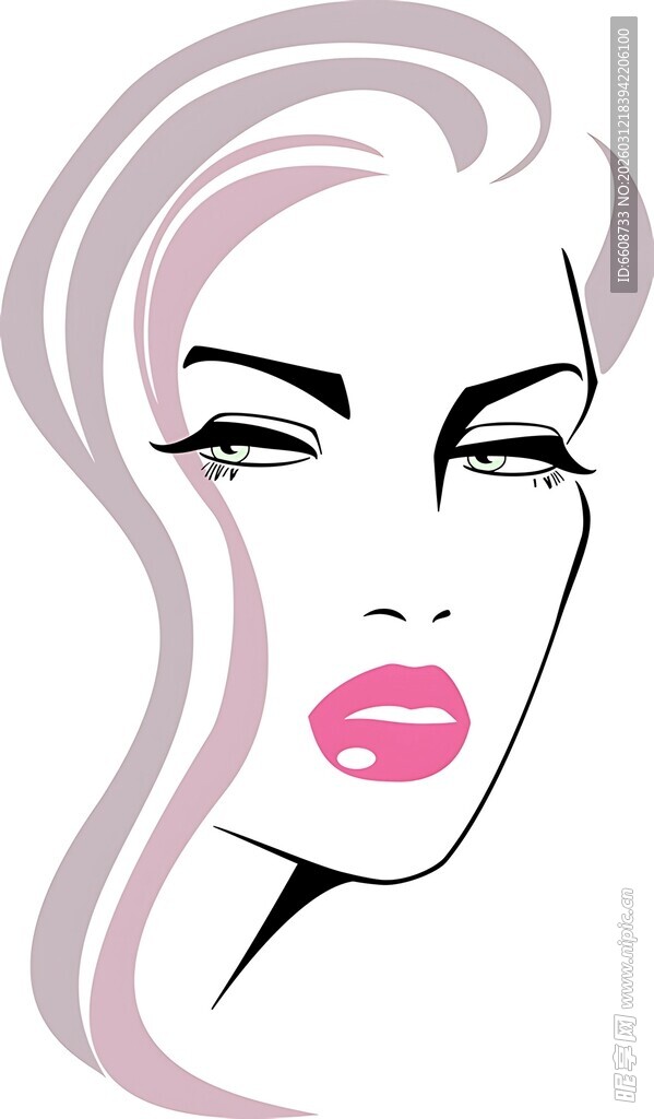 时尚女性头像插画