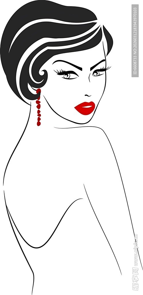 时尚优雅的女性侧面轮廓