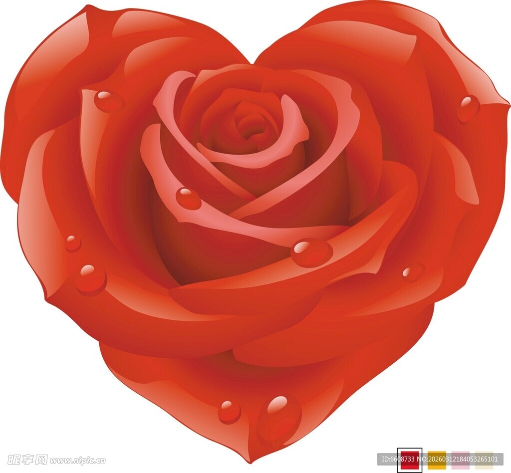 心形红玫瑰插画