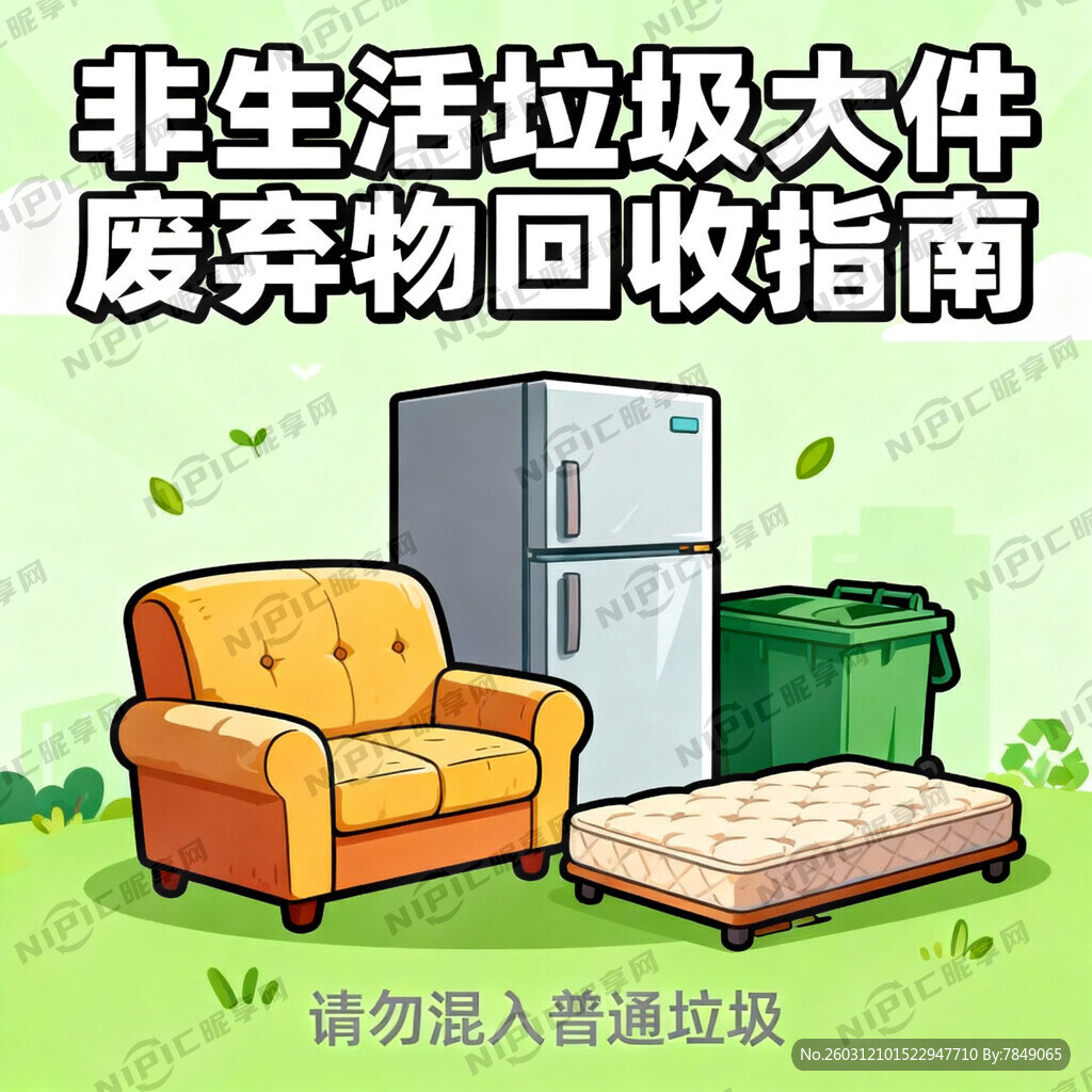 非生活垃圾大件废弃物卡通海报