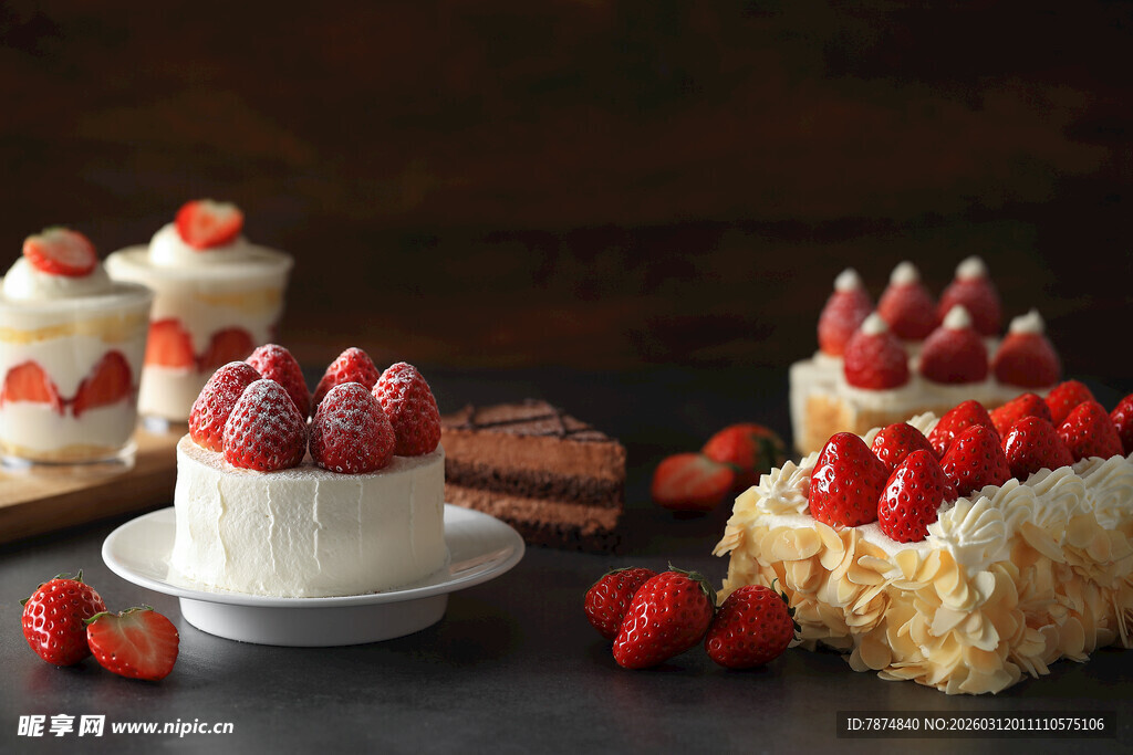 美味草莓蛋糕甜点展示