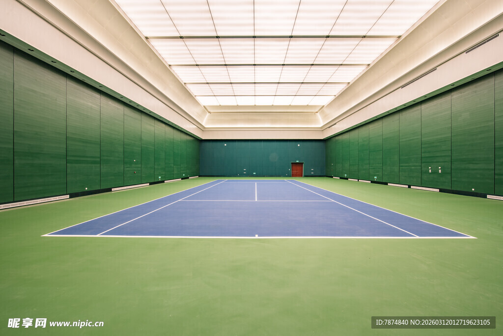 室内网球场的明亮空间
