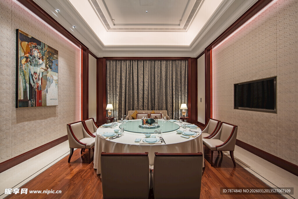 中式豪华餐厅包间场景