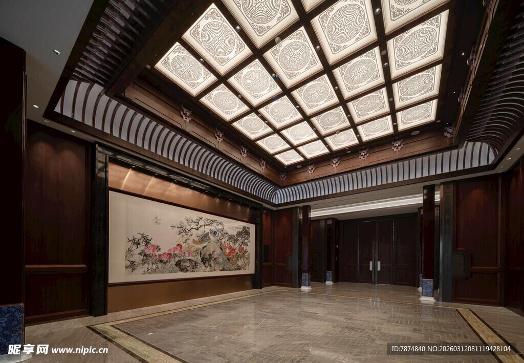 中式典雅大厅室内景观