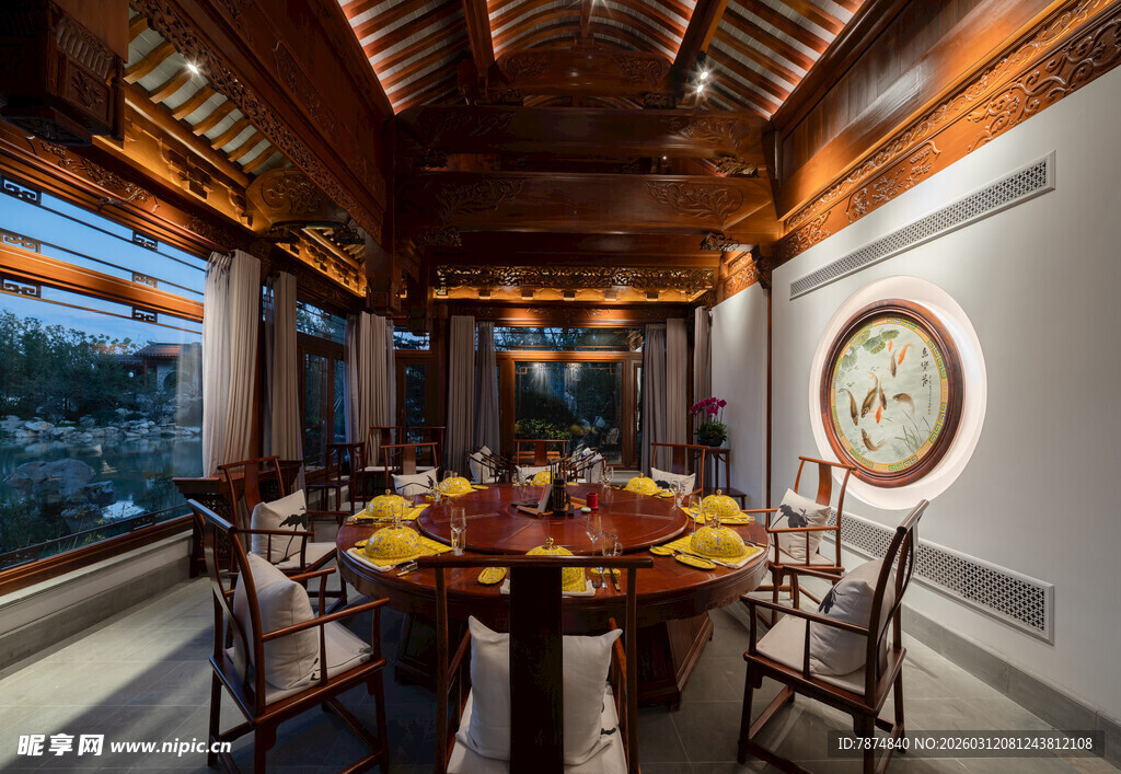中式典雅餐厅室内场景