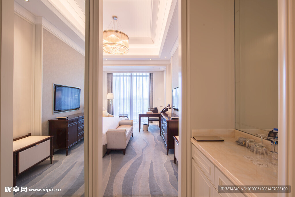 现代简约风格酒店房间一角