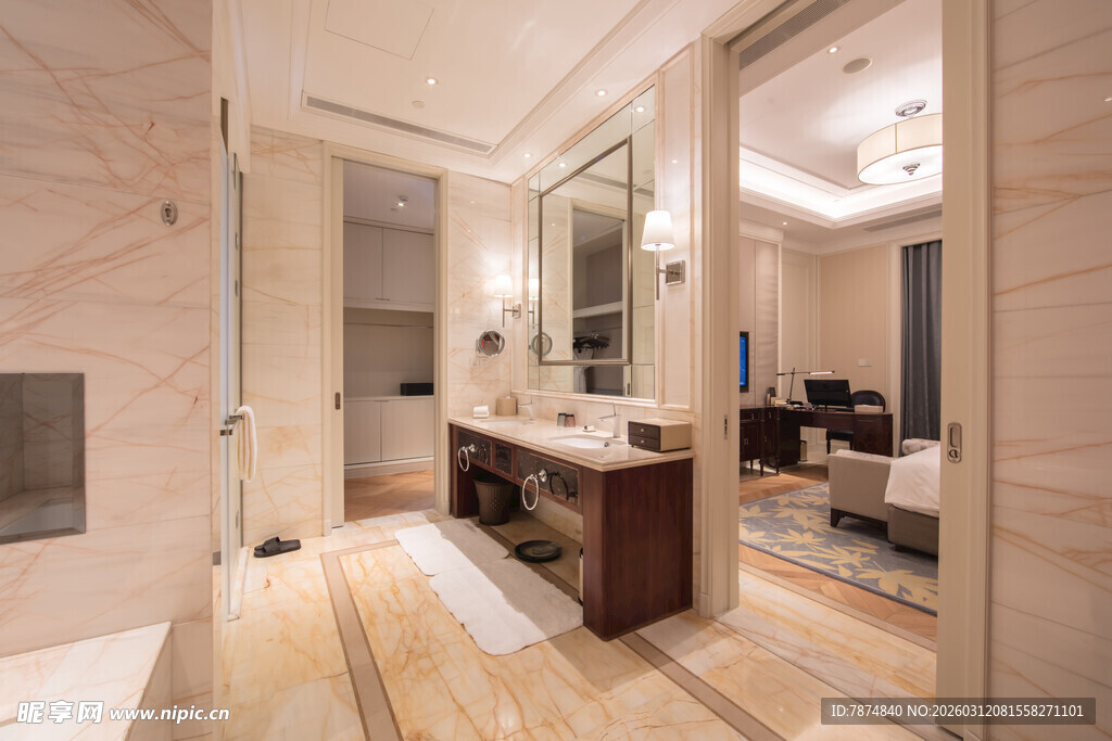 现代豪华大理石浴室空间