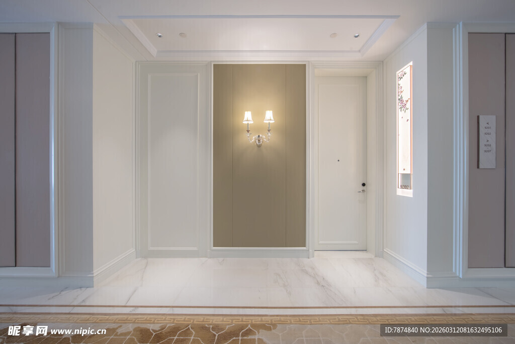 简约明亮的室内玄关空间