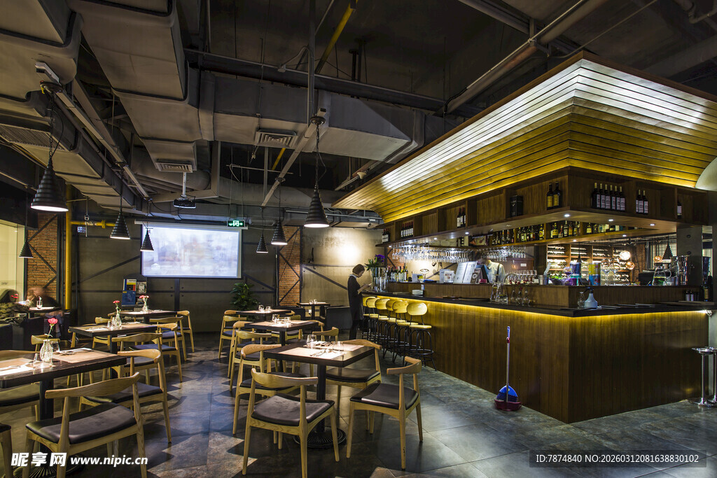 工业风时尚餐厅室内场景