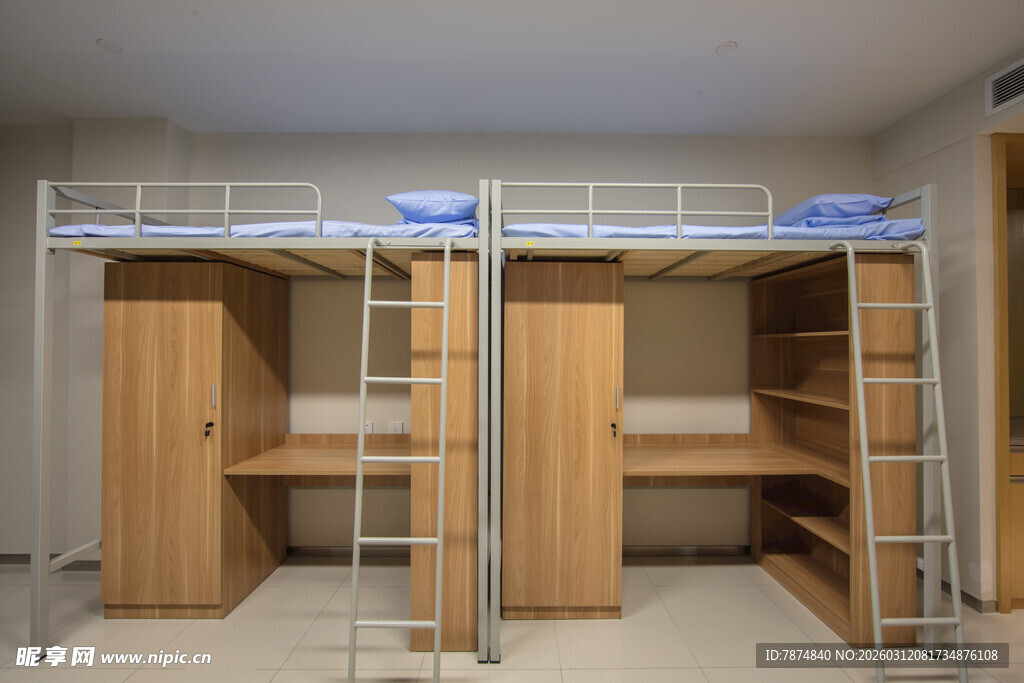 简约双层实木组合学生床