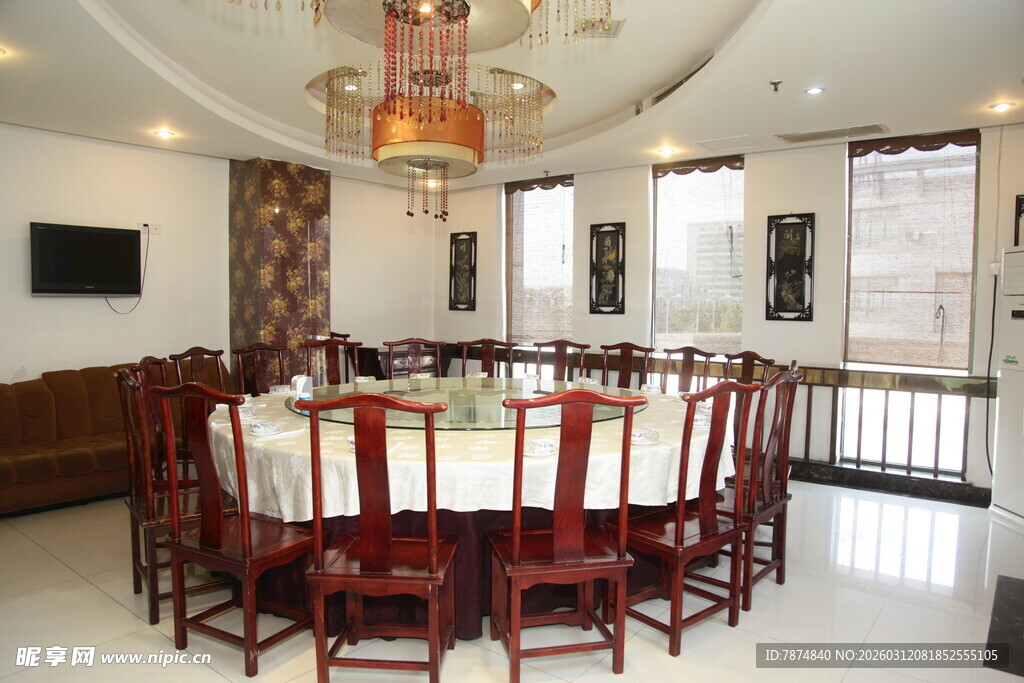 中式豪华圆桌餐厅场景