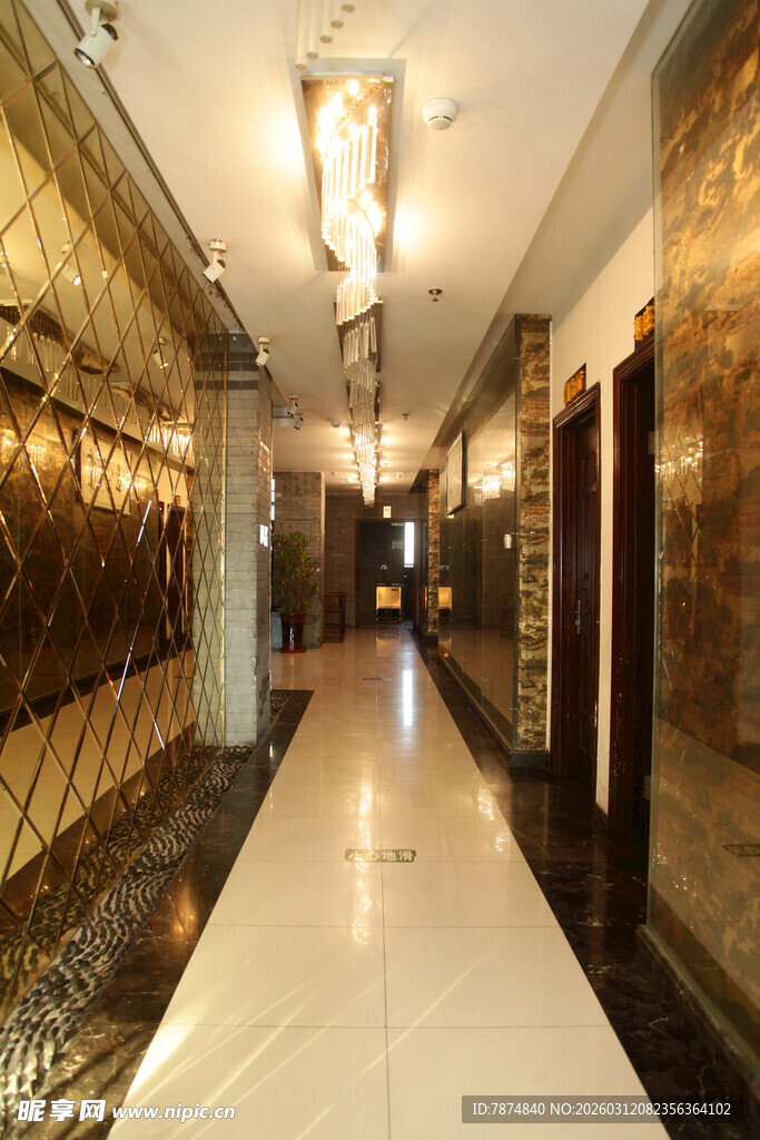 豪华酒店走廊内部景观